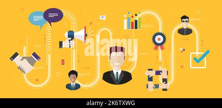 Care in business management and quality of service delivery. Evaluation and after sales support of the product purchase. Customer relationship concept Stock Vector