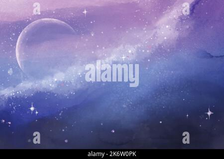 hand painted watercolor galaxy wallpaper background vector design illustration Stock Vector