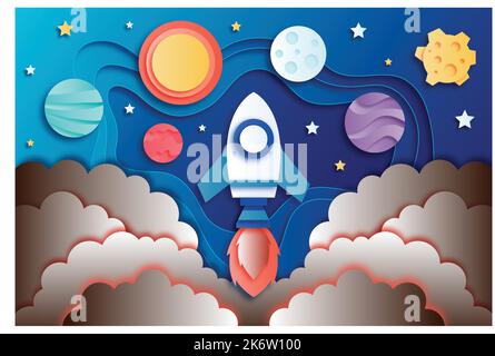 paper style galaxy background vector design illustration Stock Vector