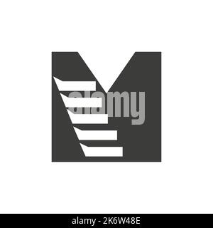 Initial Letter M Stair Logo. Step Logo Symbol Alphabet Based Vector Template Stock Vector