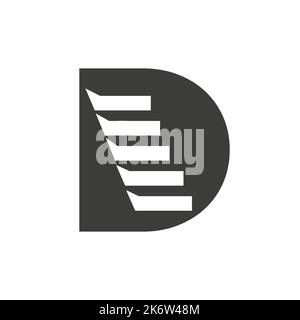 Initial Letter D Stair Logo. Step Logo Symbol Alphabet Based Vector Template Stock Vector