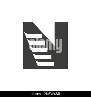 Initial Letter N Stair Logo. Step Logo Symbol Alphabet Based Vector Template Stock Vector