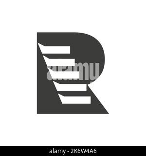 Initial Letter R Stair Logo. Step Logo Symbol Alphabet Based Vector Template Stock Vector