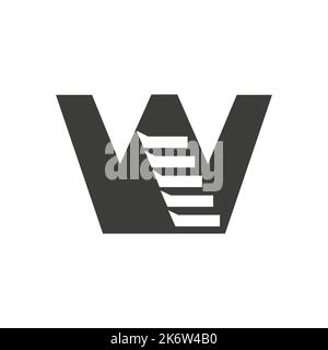 Initial Letter W Stair Logo. Step Logo Symbol Alphabet Based Vector Template Stock Vector