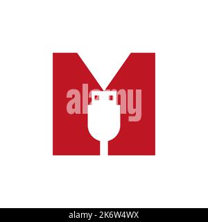 Initial Letter M USB Symbol Design. Computer Connection USB Cable Icon Vector Stock Vector