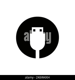 Initial Letter O USB Symbol Design. Computer Connection USB Cable Icon Vector Stock Vector