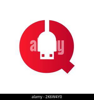 Initial Letter Q USB Symbol Design. Computer Connection USB Cable Icon Vector Stock Vector