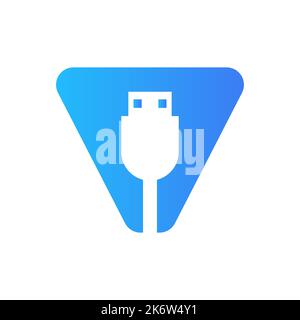 Initial Letter V USB Symbol Design. Computer Connection USB Cable Icon Vector Stock Vector