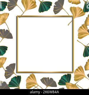 Vector banner of ginkgo biloba leaf. Ginkgo Biloba leaves. Copy Space Stock Vector