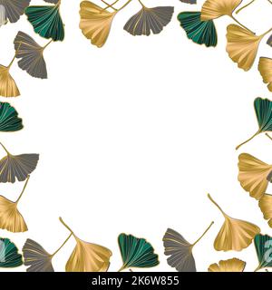 Vector banner of ginkgo biloba leaf. Ginkgo Biloba leaves. Copy Space Stock Vector