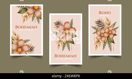 watercolor boho covers set collection vector design illustration Stock Vector