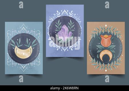 watercolor boho covers set collection vector design illustration Stock Vector