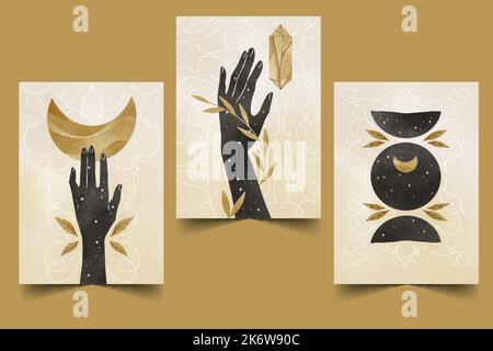 watercolor boho covers set collection vector design illustration Stock Vector