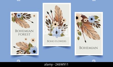 watercolor boho covers set collection vector design illustration Stock Vector