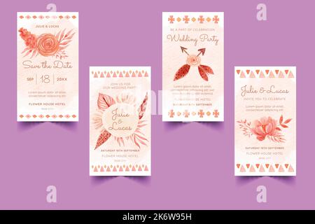 watercolor boho covers set collection vector design illustration Stock Vector