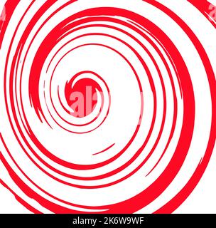 red grunge brush curl, brush stroke on white Stock Vector