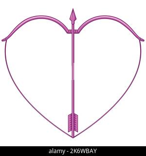 Valentine bow and arrow vector design, bow and arrow with heart shape, happy valentines day Stock Vector