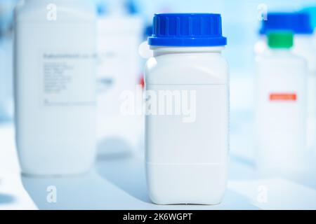 Plastic container for storing chemicals and food additives Stock Photo