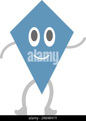 Kite cartoon geometric shape for kids to learn basic math education with smiley face character illustration for kindergarten and preschool kids Stock Vector