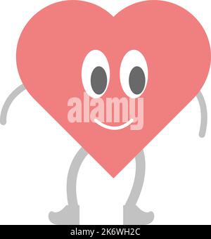 Heart cartoon geometric shape for kids to learn basic math education with smiley face character illustration for kindergarten and preschool kids Stock Vector