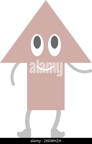 Arrow cartoon geometric shape for kids to learn basic math education with smiley face character illustration for kindergarten and preschool kids Stock Vector