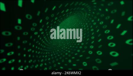 Neon Digital green binary tunnel. Seamless background for network, big data, data center, digital event. 3D illustration Stock Photo