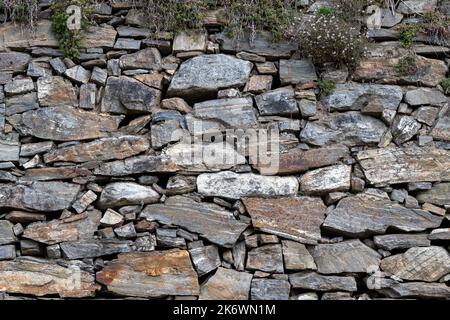 Dry stone wall made from local rocks in Wachau, Austria Stock Photo