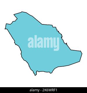Saudi arabia high detailed map, geography graphic icon country, asia  border vector illustration . Stock Vector