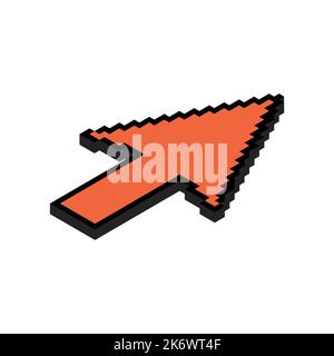 Arrow isometric pixel icon, web cursor click mouse symbol, computer pointer vector illustration . Stock Vector