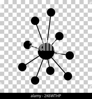 Hub flat network icon, connect structure vector symbol isolated background, technology system . Stock Vector