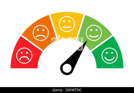 Customer satisfaction meter icon, graph rating measure business report ...