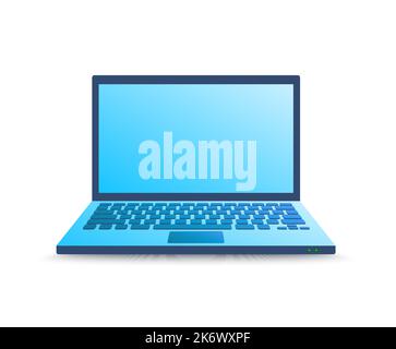 realistic laptop in blue gradient color Stock Vector