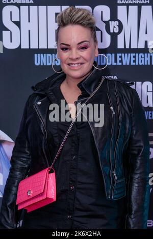 The O2, London, UK. 15th October 2022.  Tamara Wall arriving at The O2 for the first-ever all-female boxing event in history.  Savannah Marshall and Claressa Shields will headline Boxxer’s Legacy show for the Undisputed World Middleweight Title. Photo by Amanda Rose/Alamy Live News Stock Photo