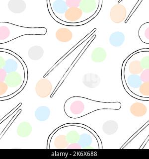 Seamless pattern with glutinous rice balls illustration pastel color on white background Stock Vector