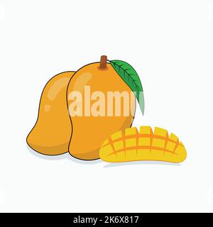 Fresh mango fruit with slice leaf vector illustration Stock Vector
