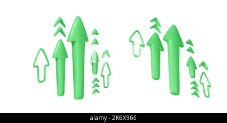 Set of arrows in 3D cartoon style. Arrow collection for app, design banner and poster, navigation. Vector illustration Stock Vector