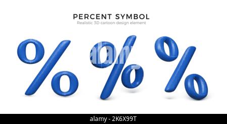 Blue 3D percent icon. Discount symbol isolated on white background. Vector illustration Stock Vector