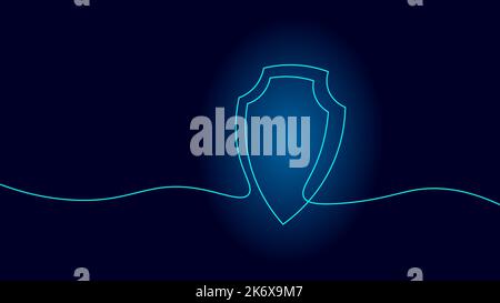 Cyber safety shield one line art. Continuous line internet security lock information privacy network business concept vector illustration Stock Vector