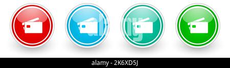 Credit card, bank, finance vector icons, colorful glossy buttons on white Stock Vector