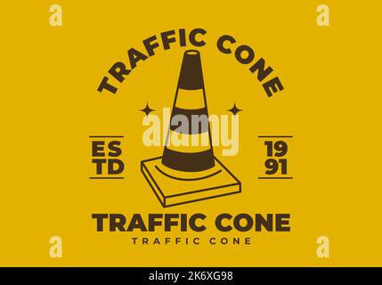 Vintage art illustration design of traffic cone Stock Vector