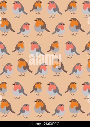 European robin bird pattern Stock Vector