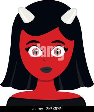 Vector illustration of a devil woman cartoon Stock Vector