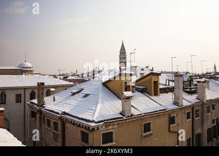 Venice with snow in winter Stock Photo