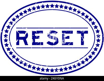 Grunge blue reset word oval rubber seal stamp on white background Stock Vector