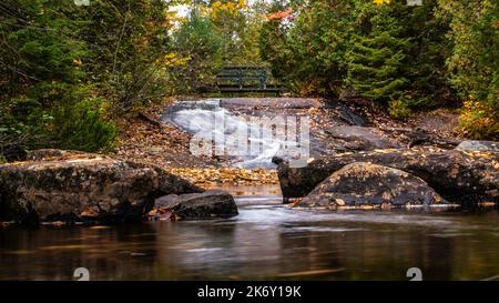 Mauricie, Canada - Oct 10 2022: Small creek waterfall in Mauricie national park Stock Photo