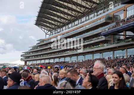 Ascot, Berkshire, UK. 15th October, 2022. Racegoers at the QIPCO British Champions Day at Ascot Racecourse. Credit: Maureen McLean/Alamy Stock Photo