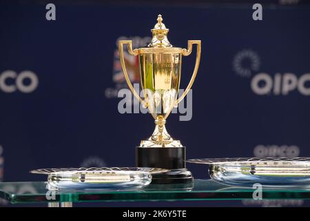 Ascot, Berkshire, UK. 15th October, 2022. The cup for the Queen Elizabeth II Stakes. Credit: Maureen McLean/Alamy Stock Photo