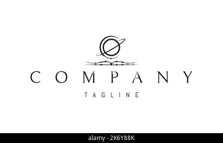 Vector logo on which an abstract image of an open book with a planet for days. Stock Vector