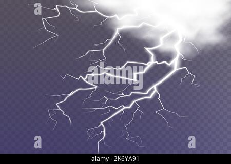 Electric discharge in sky background with lightning from half ...
