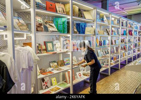 Bogota Colombia,Santa Fe Museo de Arte Moderno de Bogota MAMBO books bookshelf bookshelves display sale retail shelf shelves,Modern Art Museum of Bogo Stock Photo